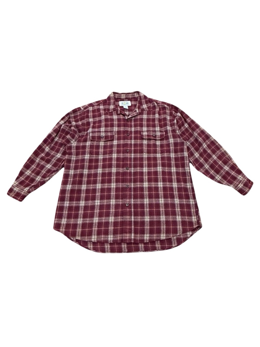 Vintage Y2K Alaska 1959 Burgundy White Plaid Cotton Flannel Shirt